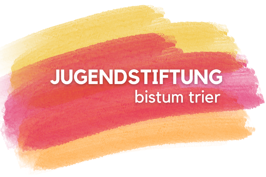 Logo der Jugendstiftung Bistum Trier: Schrift auf orange-farbenen/gelben Hintergrund