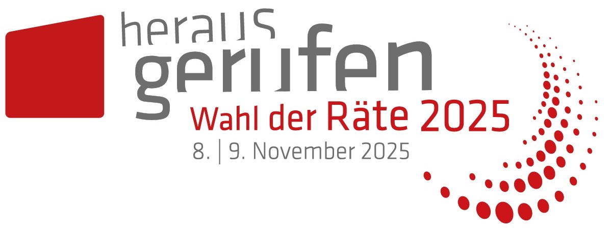 Der Schriftzug 'herausgerufen' wird von einem verzerrten roten Quadrat und mehreren schwungvoll gepunkteten roten Linien eingerahmt.