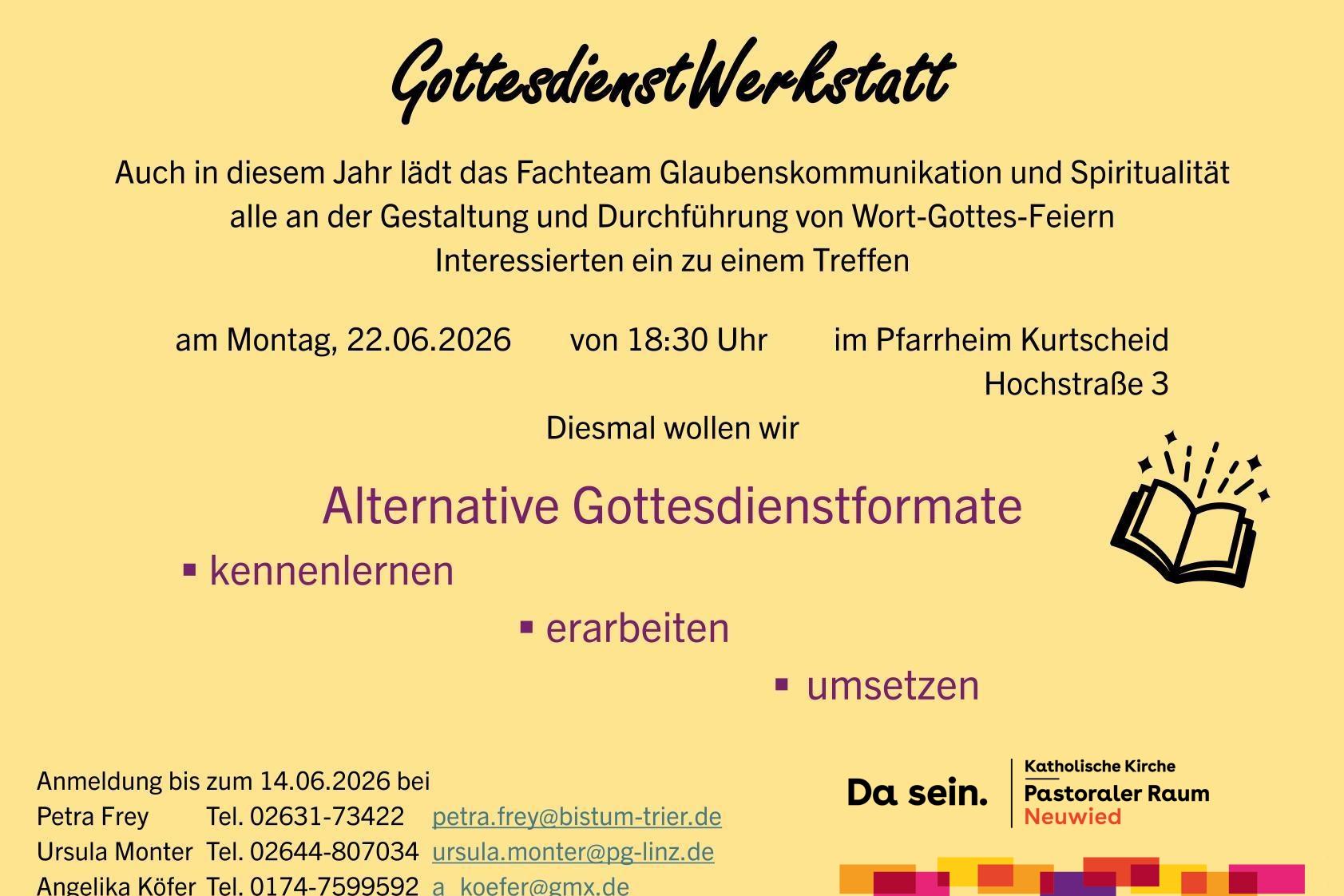 GottesdienstWerkstatt in Kurtscheid: 22. Juni 2026