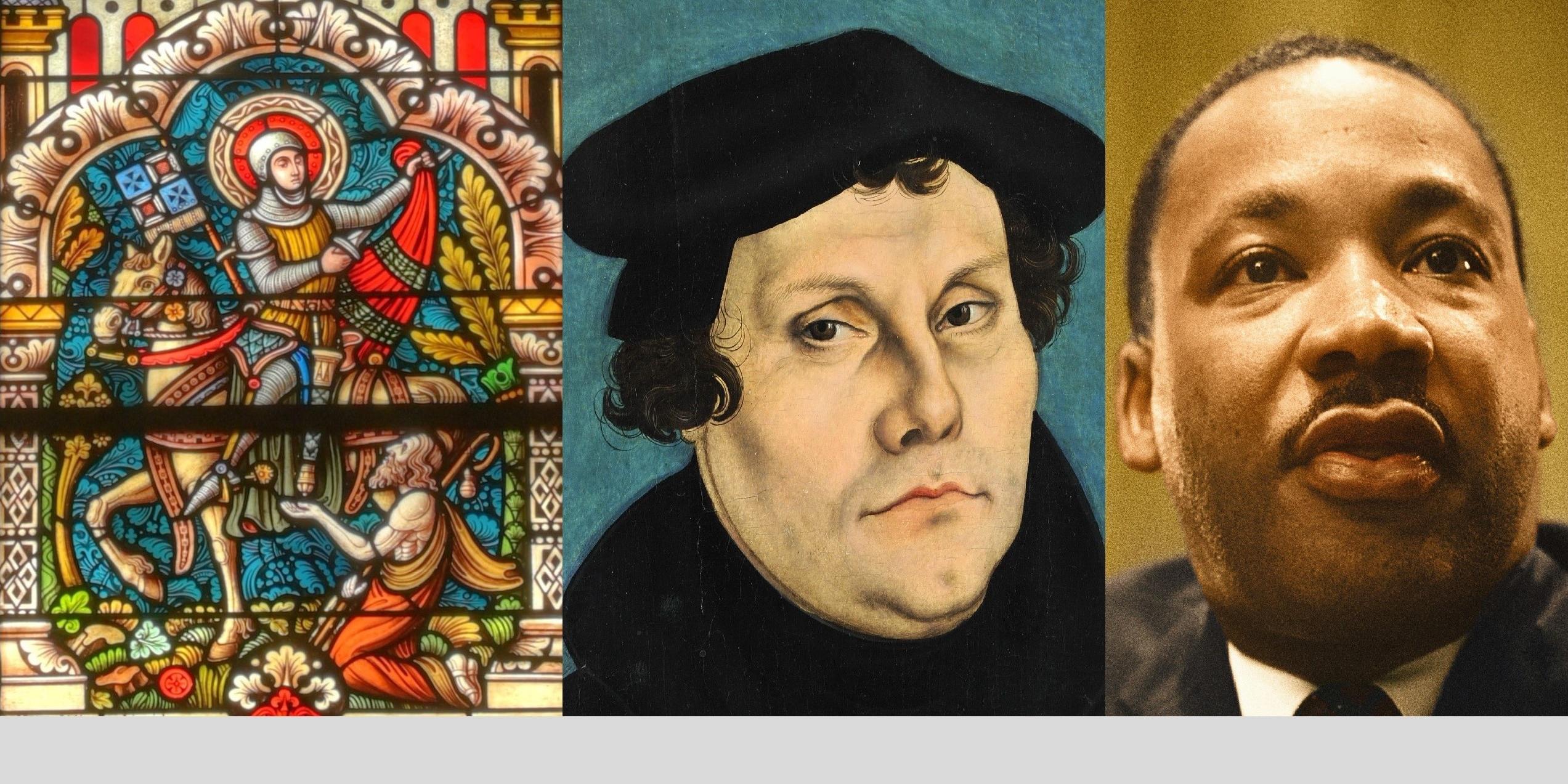 Die Bilder zeigen St. Martin, Martin Luther und Martin Luther King