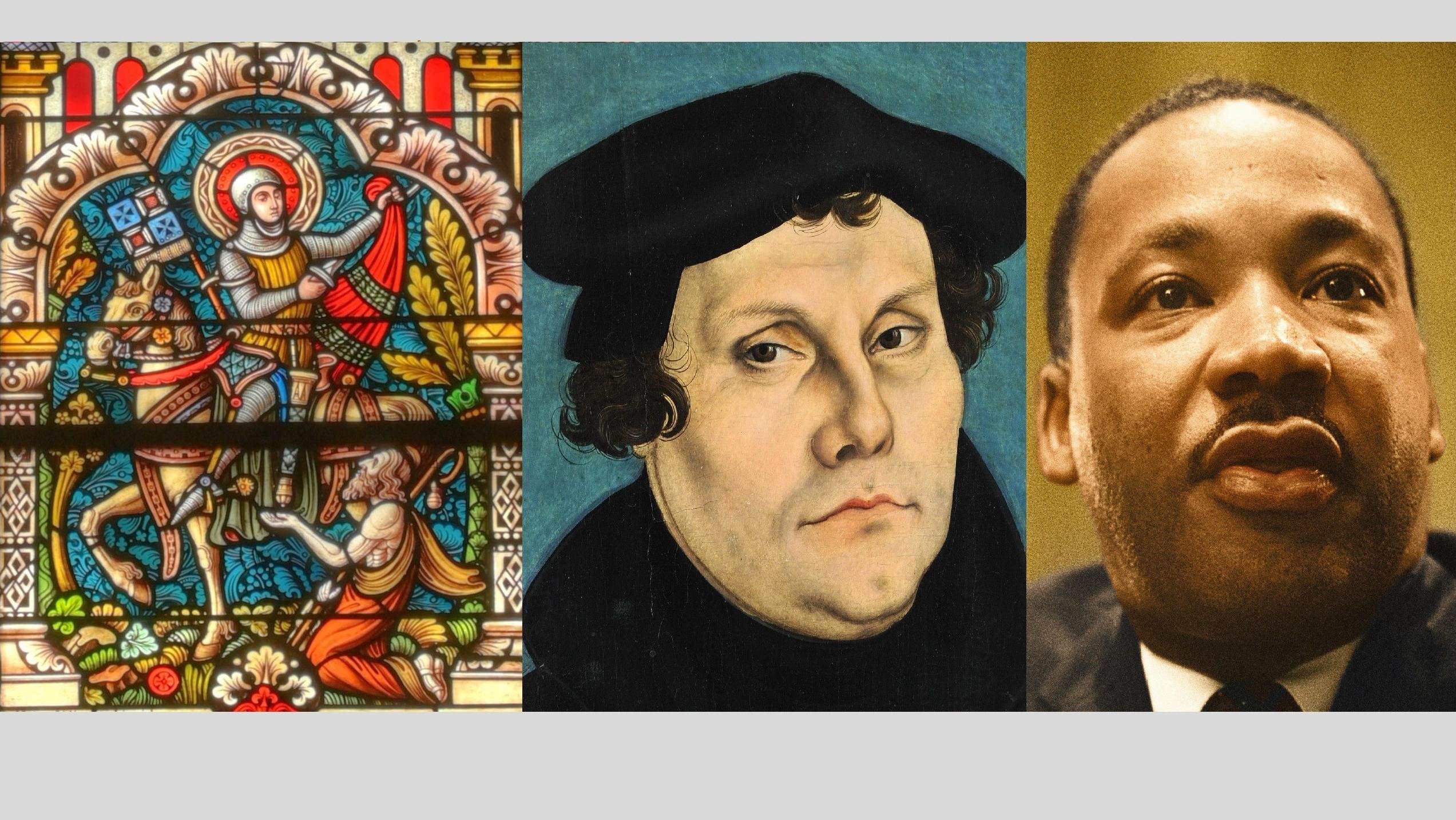 Die Bilder zeigen St. Martin, Martin Luther und Martin Luther King