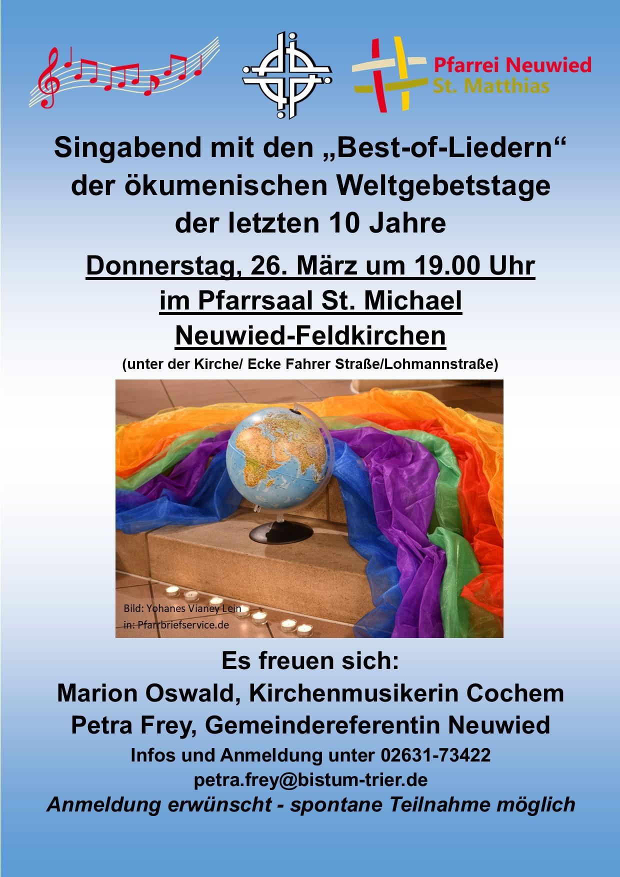 Das Plakat zeigt u. a. das Foto eines Globus, ums den Tücher in Regenbogenfarben gelegt sind.