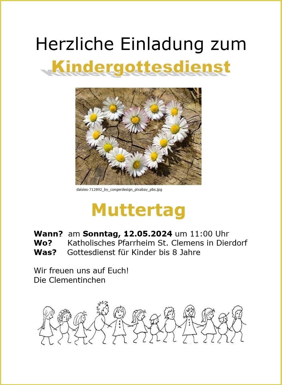 Plakat zum Kindergottesdienst 'Clementinchen' Dierdorf am Muttertag