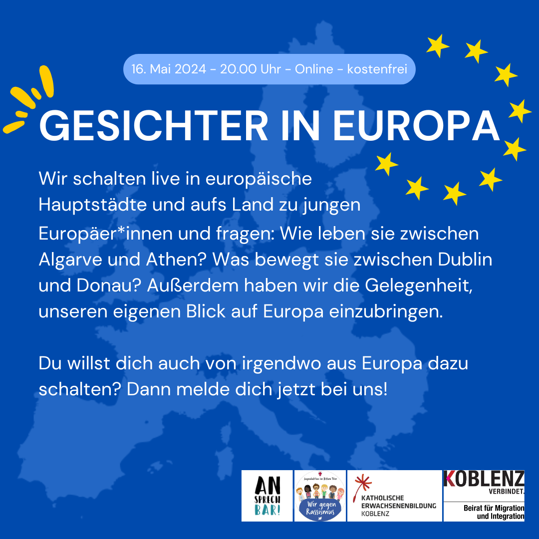 Barhockerabend Gesichter in Europa - junge Europäer
