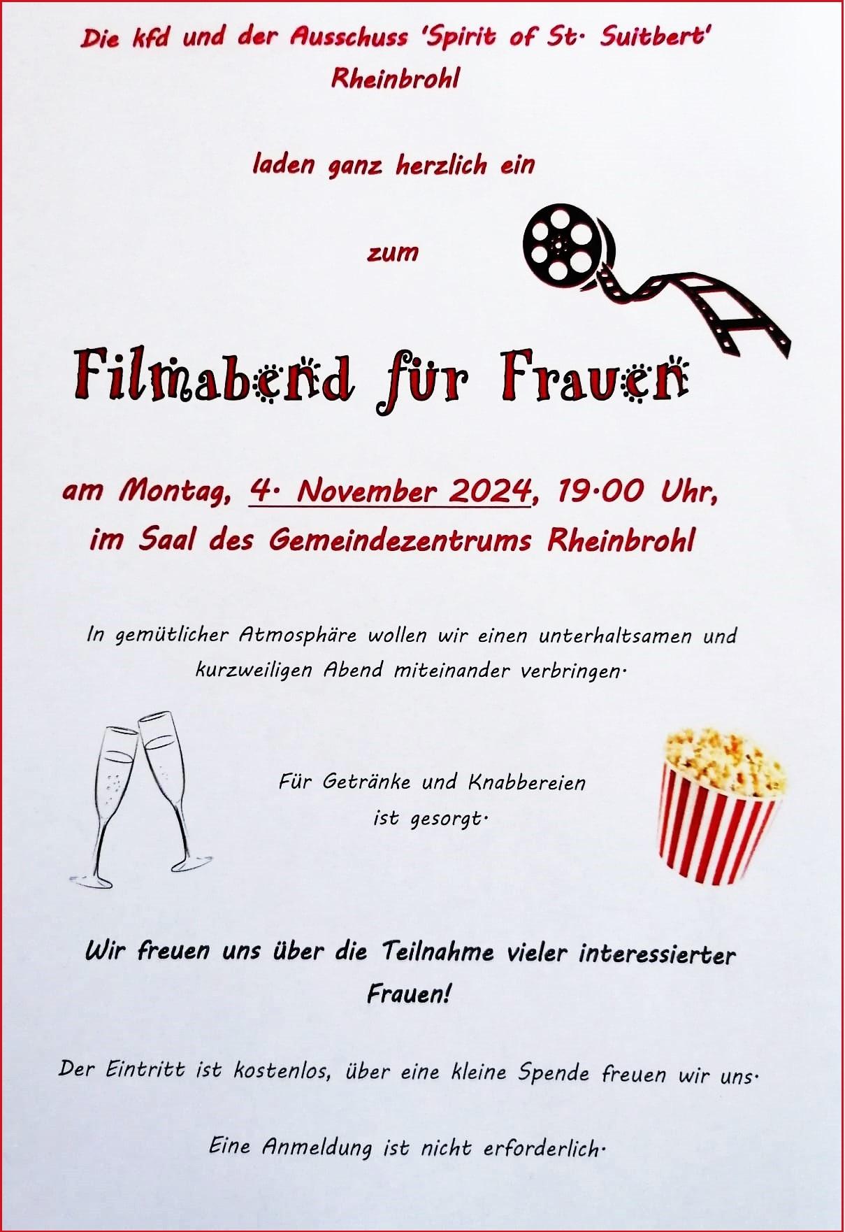 Filmabend in Rheinbrohl: 4. November 2024