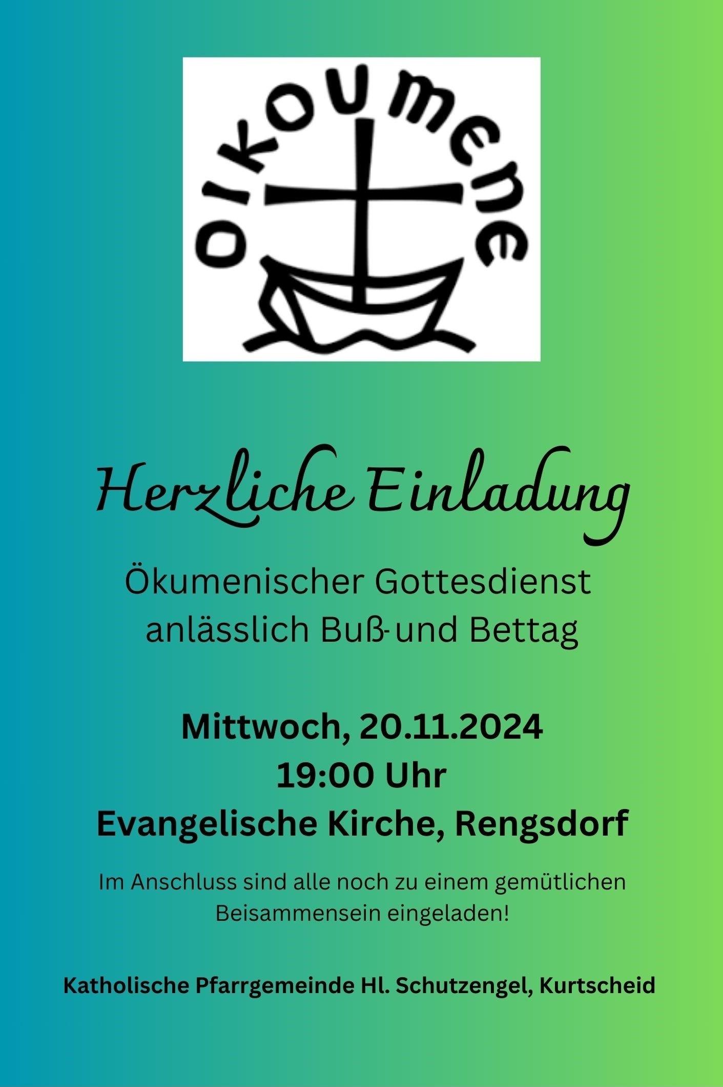 Ökumenischer Gottesdienst zu Buß- und Bettag in Rengsdorf