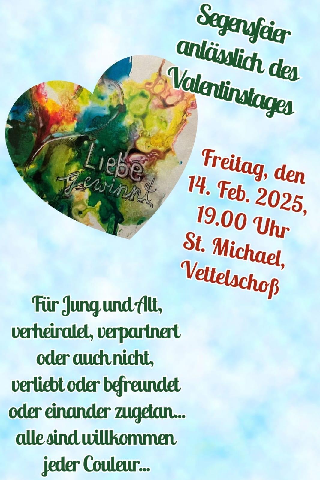 Segensfeier anlässlich des Valentistages 2025 in Vettelschoß
