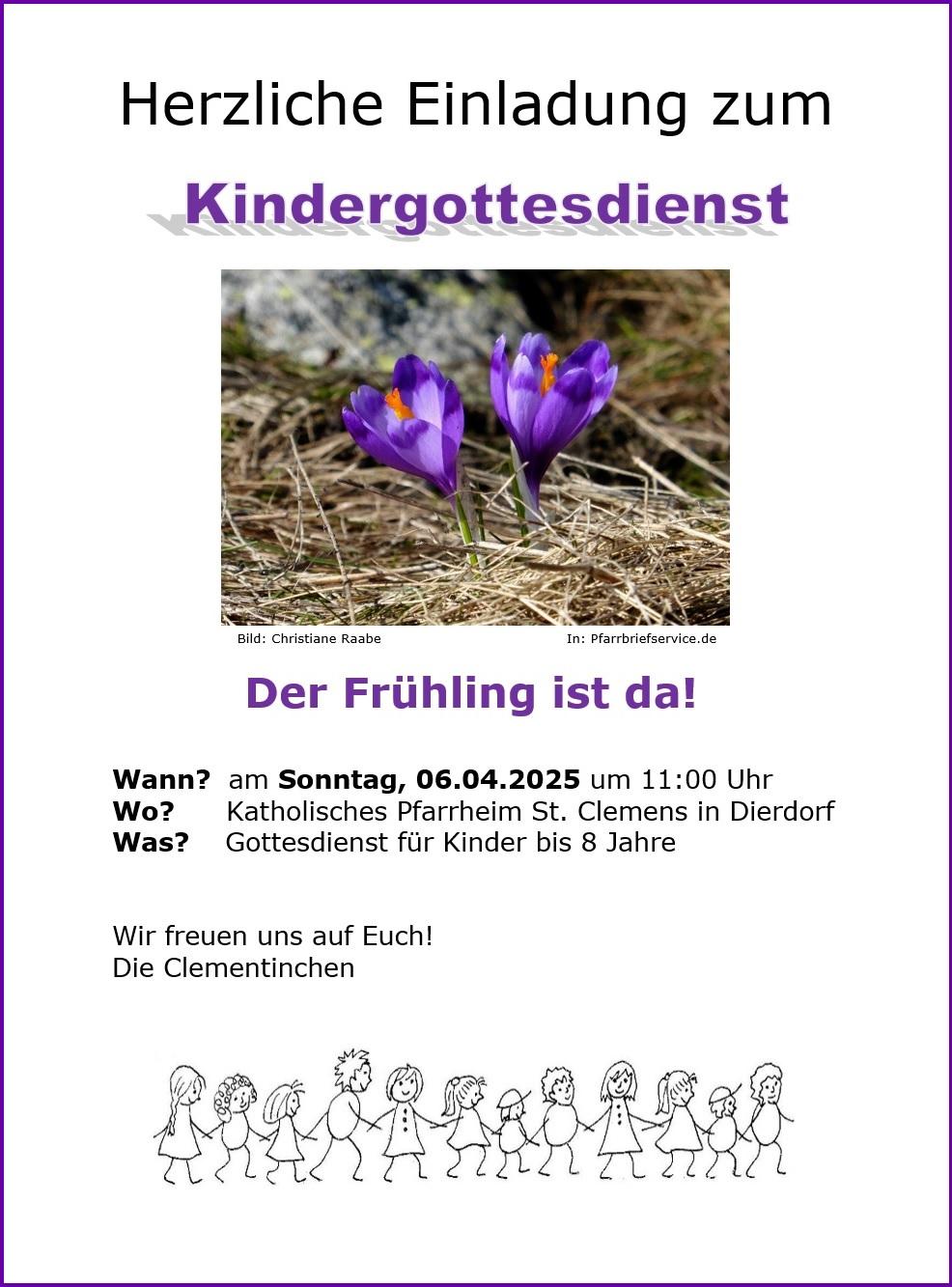 Kindergottesdienst Dierdorf 6. April 2025