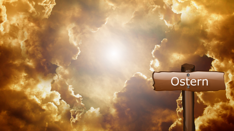 Das Plakat zeigt neben den Informationen zur Veranstaltung ein Foto, das den Himmel mit Wolkendurchbruch in goldenen Farben erscheinen lässt.