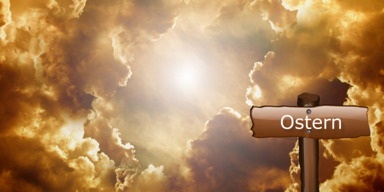 Das Plakat zeigt neben den Informationen zur Veranstaltung ein Foto, das den Himmel mit Wolkendurchbruch in goldenen Farben erscheinen lässt.