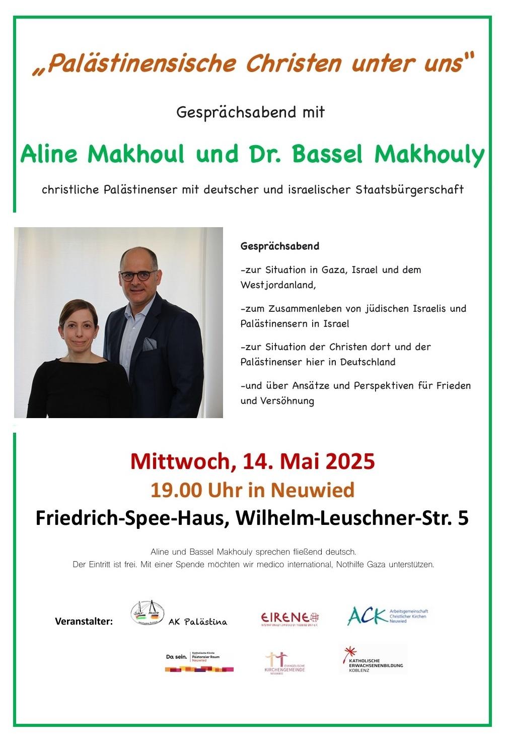 Plakat zum Gesprächsabend mit einem Foto der beiden Palästinenser