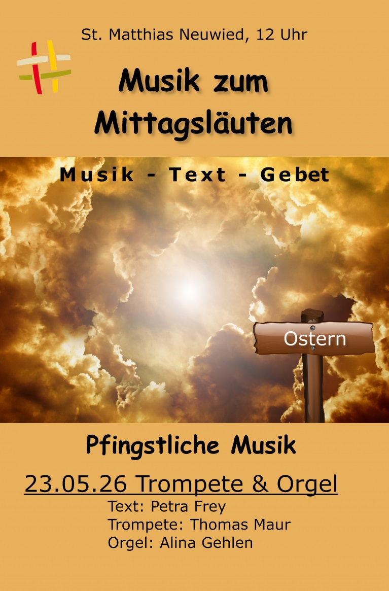 Das Plakat zeigt neben den Informationen zur Veranstaltung ein Foto, das den Himmel mit Wolkendurchbruch in goldenen Farben erscheinen lässt.