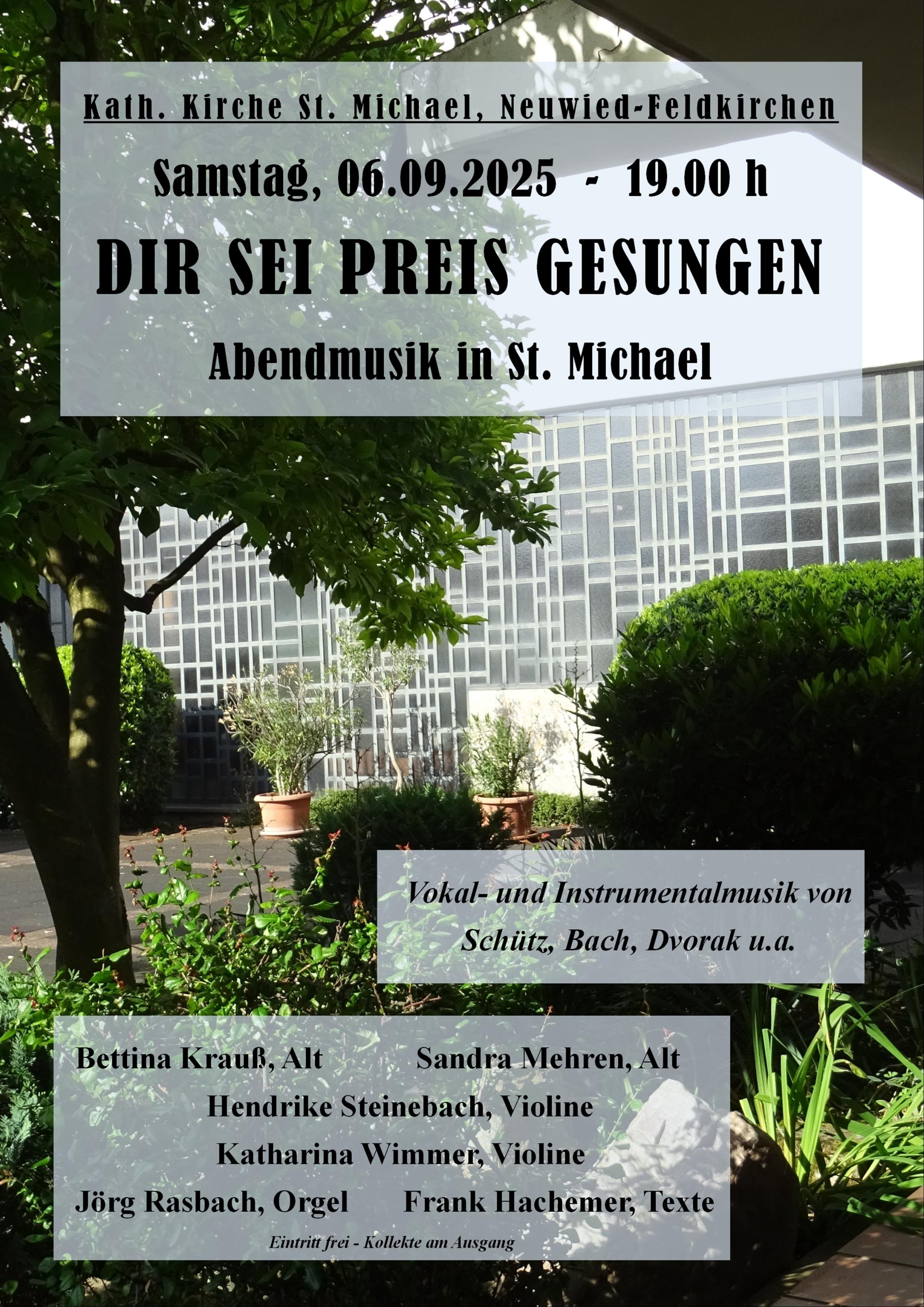 Im Hintergrund des Informationsplakates ist die Kirche St. Michael in Feldkirchen zu sehen.