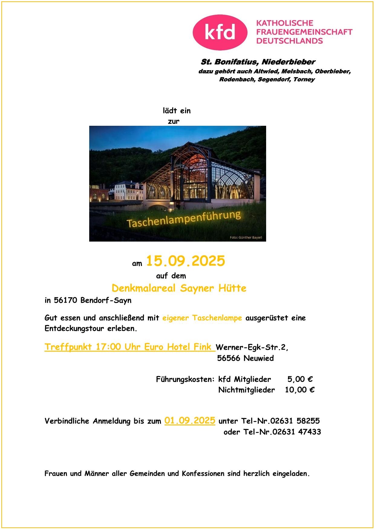 Plakat zur Taschenlampenführung: 15. September 2025