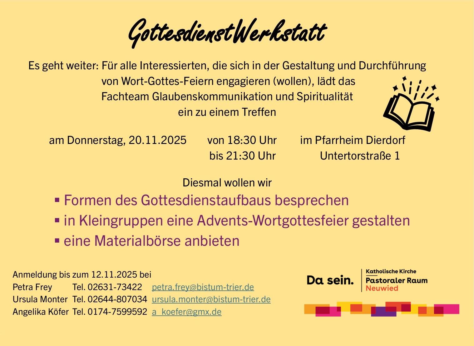 Plakat zur GottesdienstWerkstatt mit Text