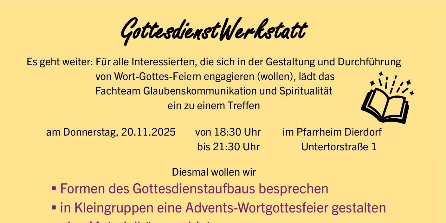Plakat zur GottesdienstWerkstatt mit Text