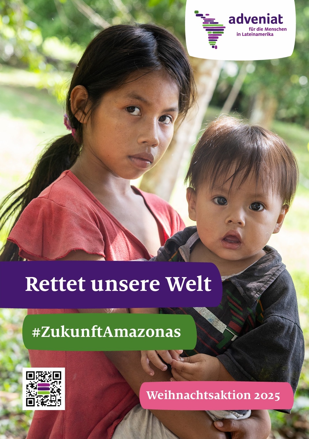 Das Bild zeigt zwei Kinder im Amazonasgebiet, die mit großen, dunklen Augen den Betrachter um Hilfe bitten. (c) Bischöfliche Aktion Adveniat e. V. Das Bild zeigt zwei Kinder im Amazonasgebiet, die mit großen, dunklen Augen den Betrachter um Hilfe bitten.