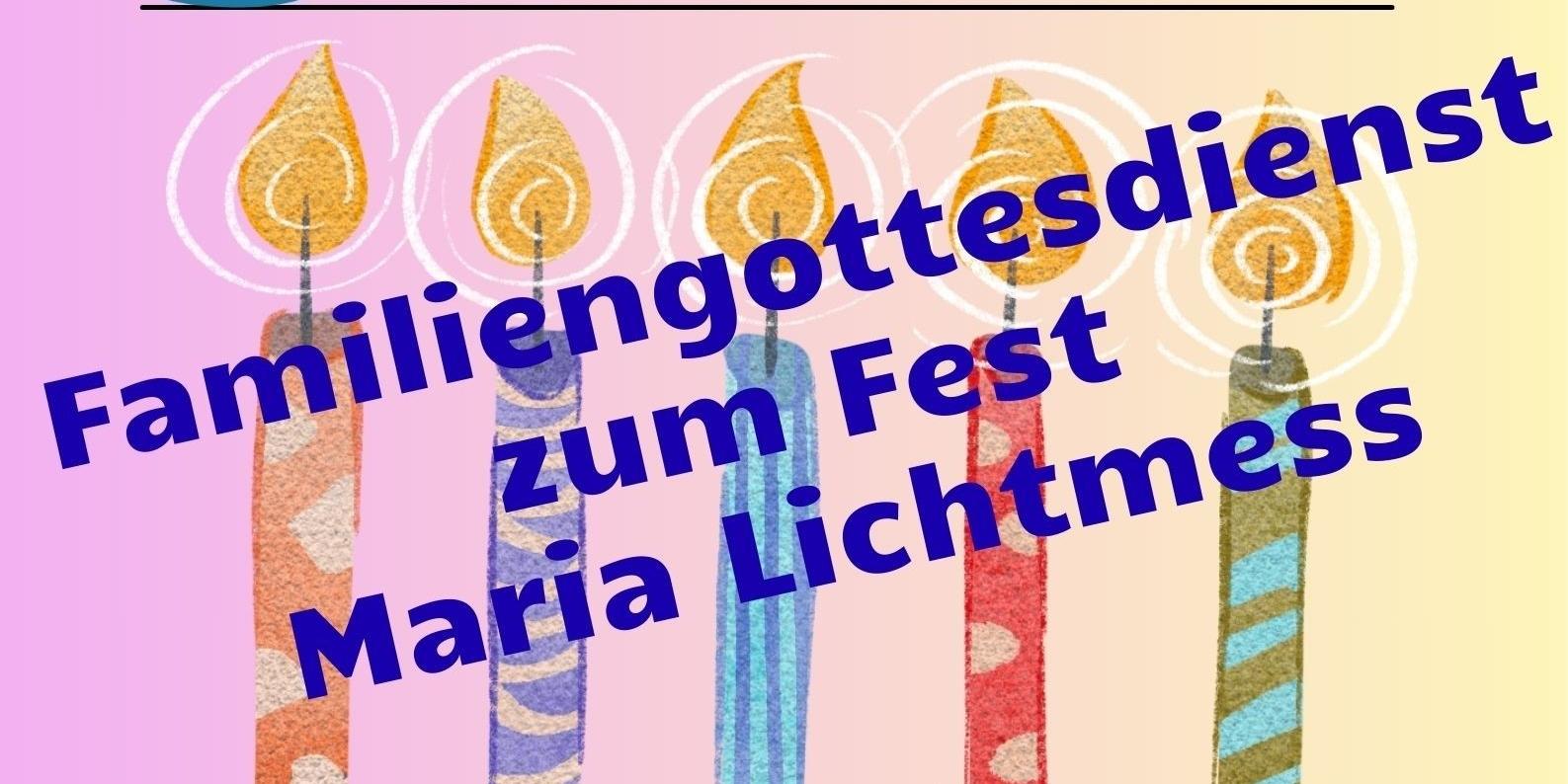 Das Plakat zeigt - neben dem Logo der Pfarrei - die graphische Gestaltung mit bunten, schlanken, brennenden Kerzen und im unteren Bereich Strichzeichnungen fröhlicher Kinderköpfe.