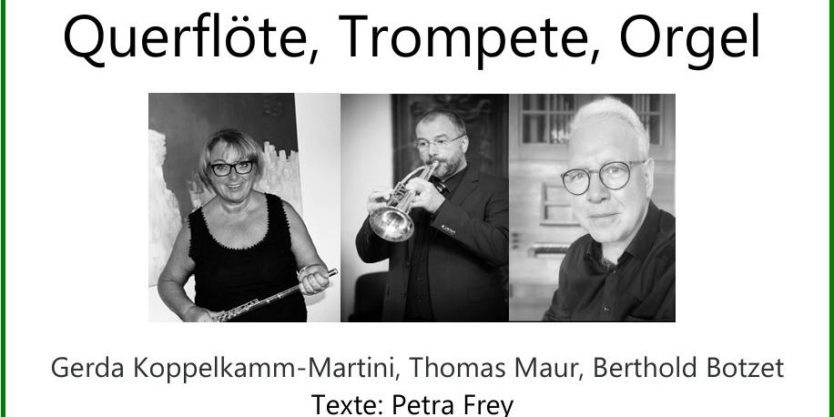 Auf dem Plakat sind neben den Informationen Portraitbilder der drei Musiker*innen zu sehen.