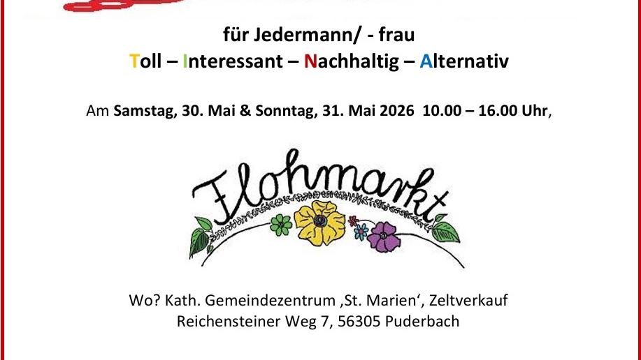 TINA-Flohmarkt in Puderbach: 30. und 31. Mai 2026