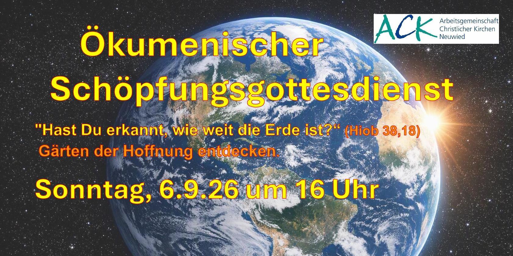 Das Plakat zeigt im Hintergrund die Erdkugel im Weltall, das durch viele weiße Punkte auf schwarzem Hintergrund dargestellt ist.