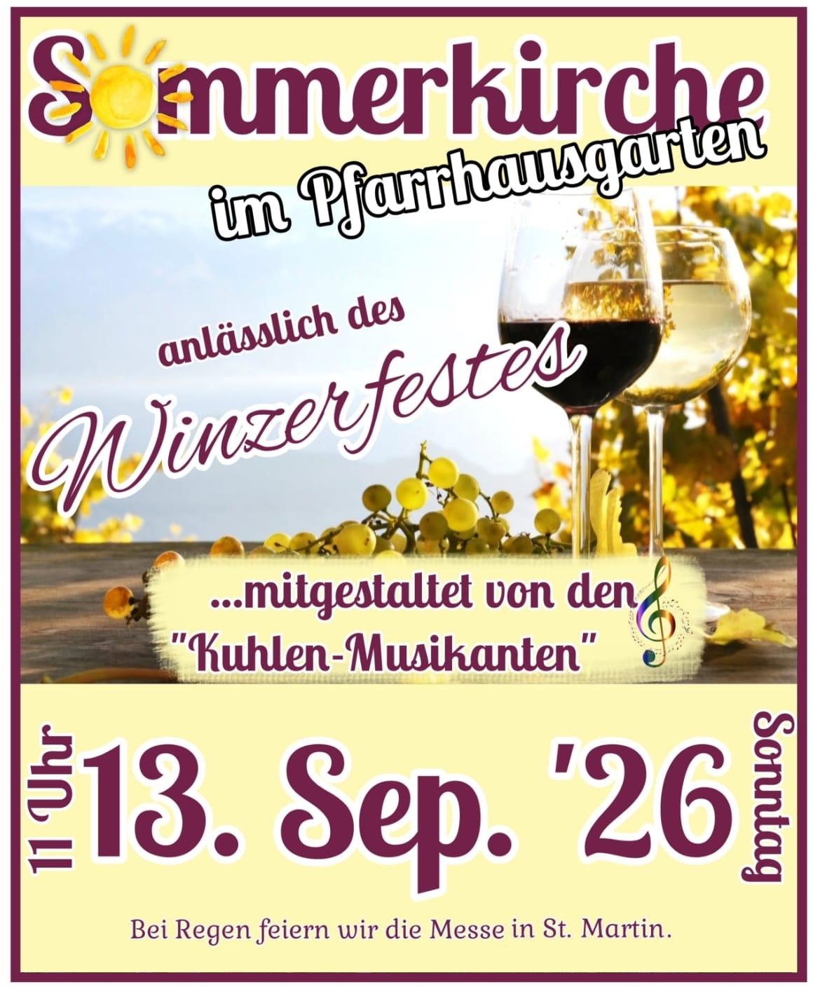 Das Plakat zeigt neben den Informationen zur Veranstaltungen zwei gefüllte Weingläser.