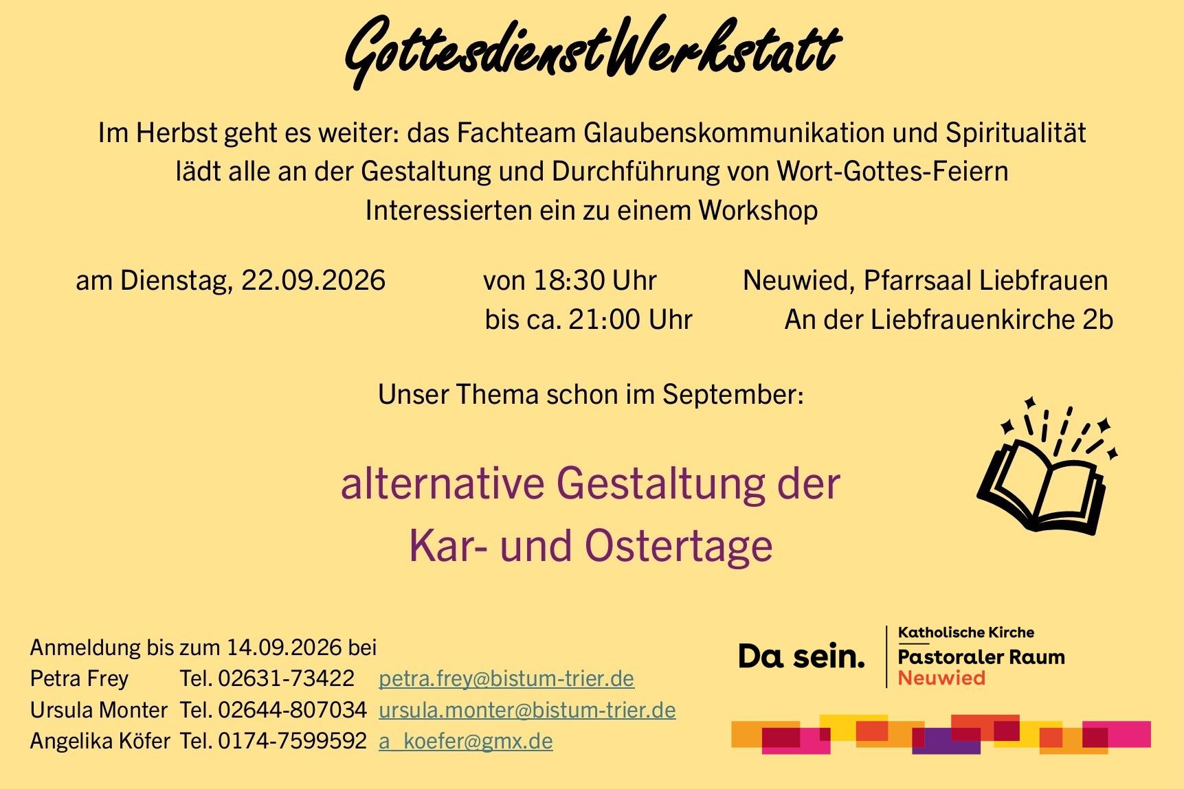 Das Plakat zeigt die Informationen zur Veranstaltungen, auf gelbem Hintergrund.