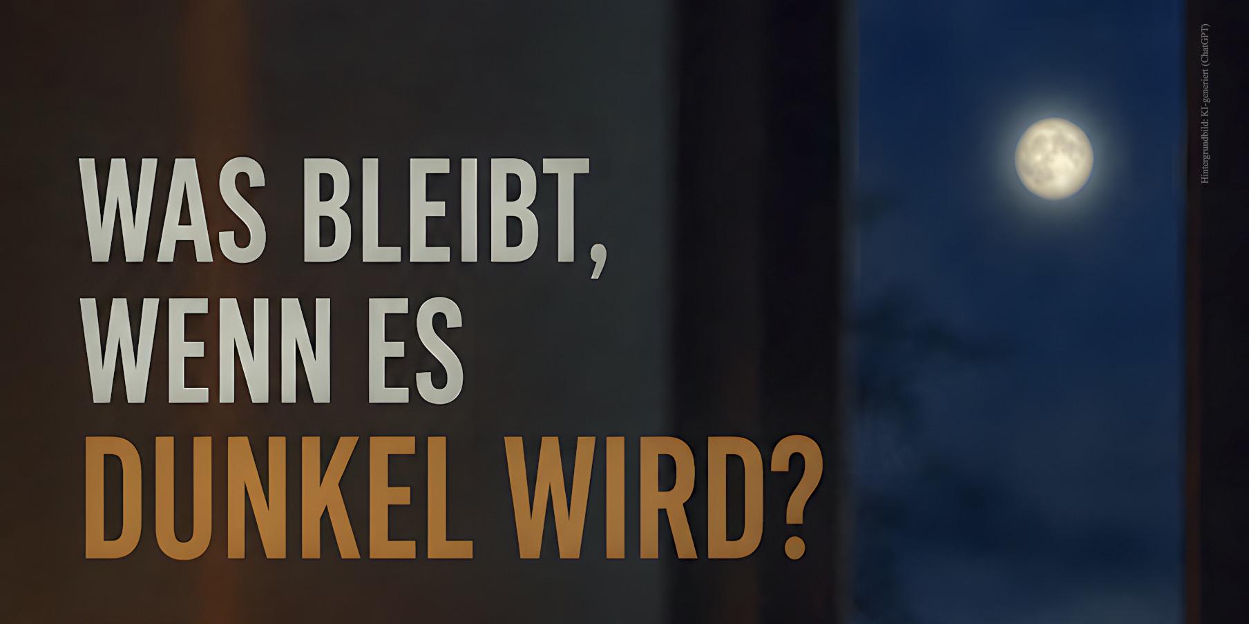 musikalischer Abend in Neuwied: 26.09.2026 Das Hintergrundbild des Plakates zeigt eine brennende kleine Stumpenkerze im Glas, die vor einem Fenster steht, das den Blick auf den Vollmond freigibt.