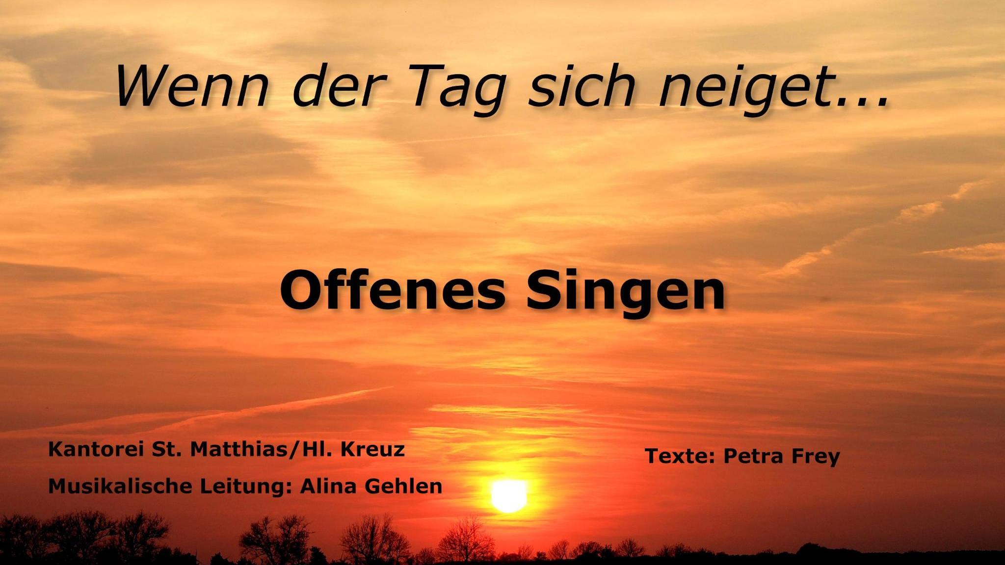 Das Plakat zeigt neben den Informationen zur Veranstaltungen das Bild eines Sonnenuntergangs über einem Feldrand, der mit Bäumen bestanden ist.