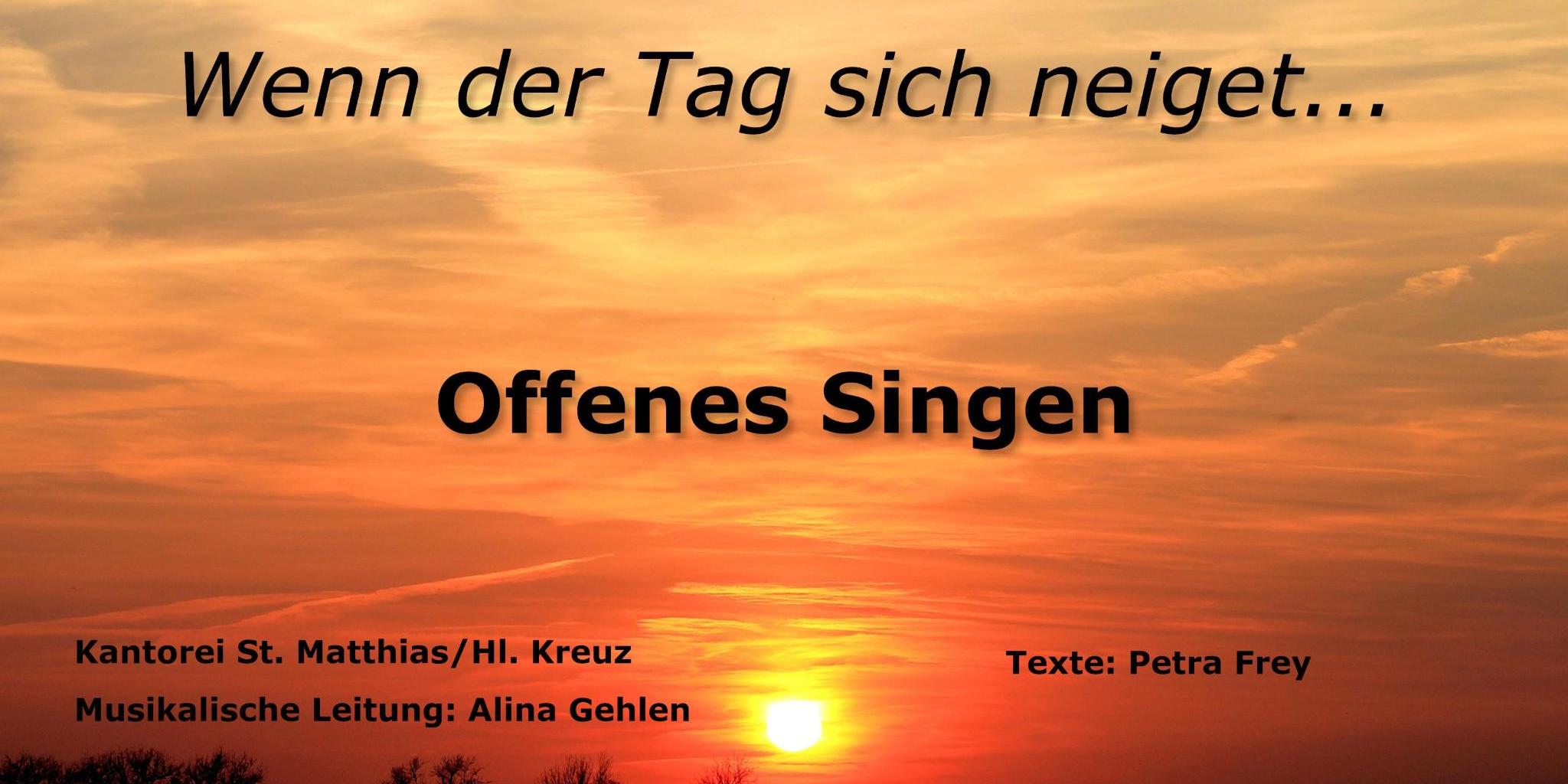 Das Plakat zeigt neben den Informationen zur Veranstaltungen das Bild eines Sonnenuntergangs über einem Feldrand, der mit Bäumen bestanden ist.