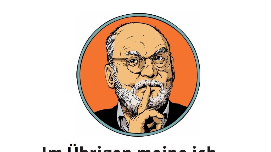 Das Plakat zeigt neben den Informationen zur Veranstaltungen die Grafik des Portrait von Hanns Dieter Hüsch.