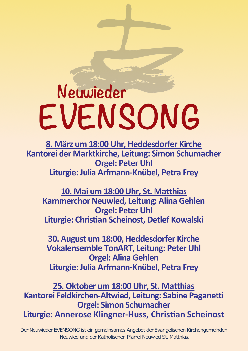 Das Plakat zeigt neben den Informationen eine Zeichnung eines einfachen Bootes mit Kreuz als Mast.