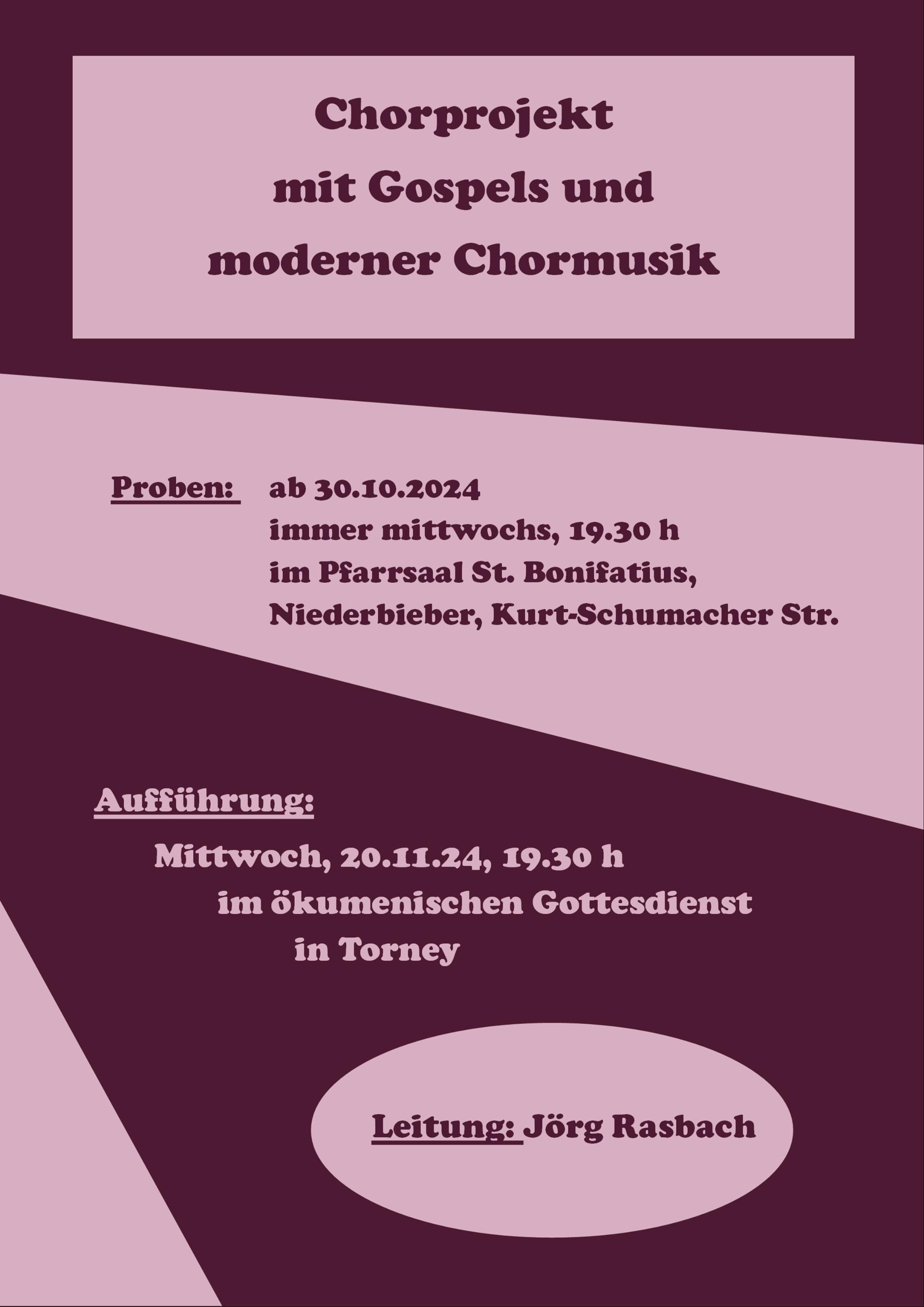 Plakat Chorprojekt Niederbieber Okt 2024