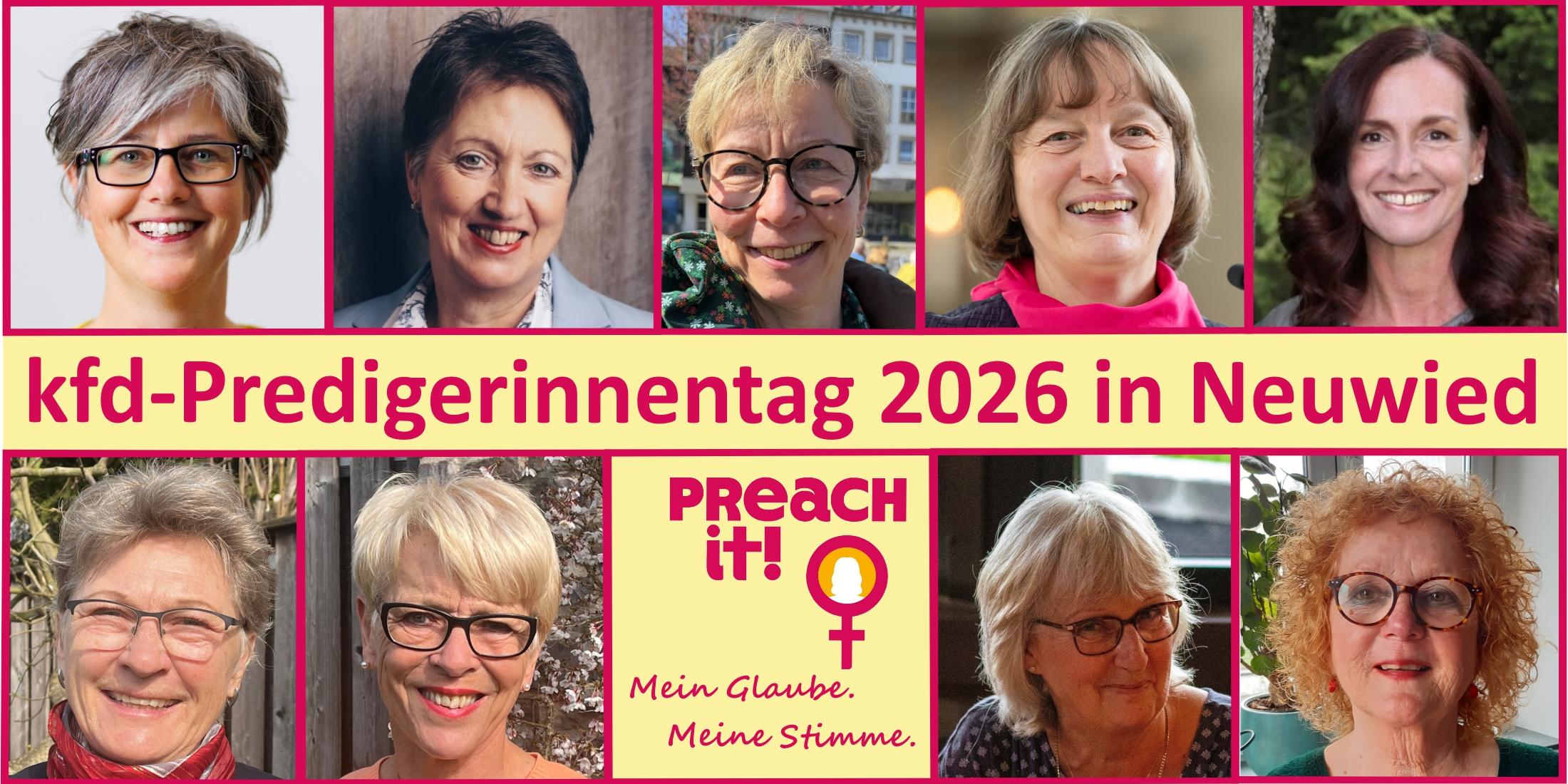 Predigerinnentag 2026: Kollage der Portraits der neun beteiligten Frauen