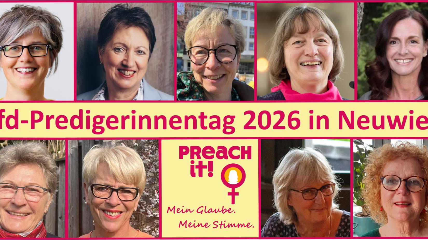 Predigerinnentag 2026: Kollage der Portraits der neun beteiligten Frauen