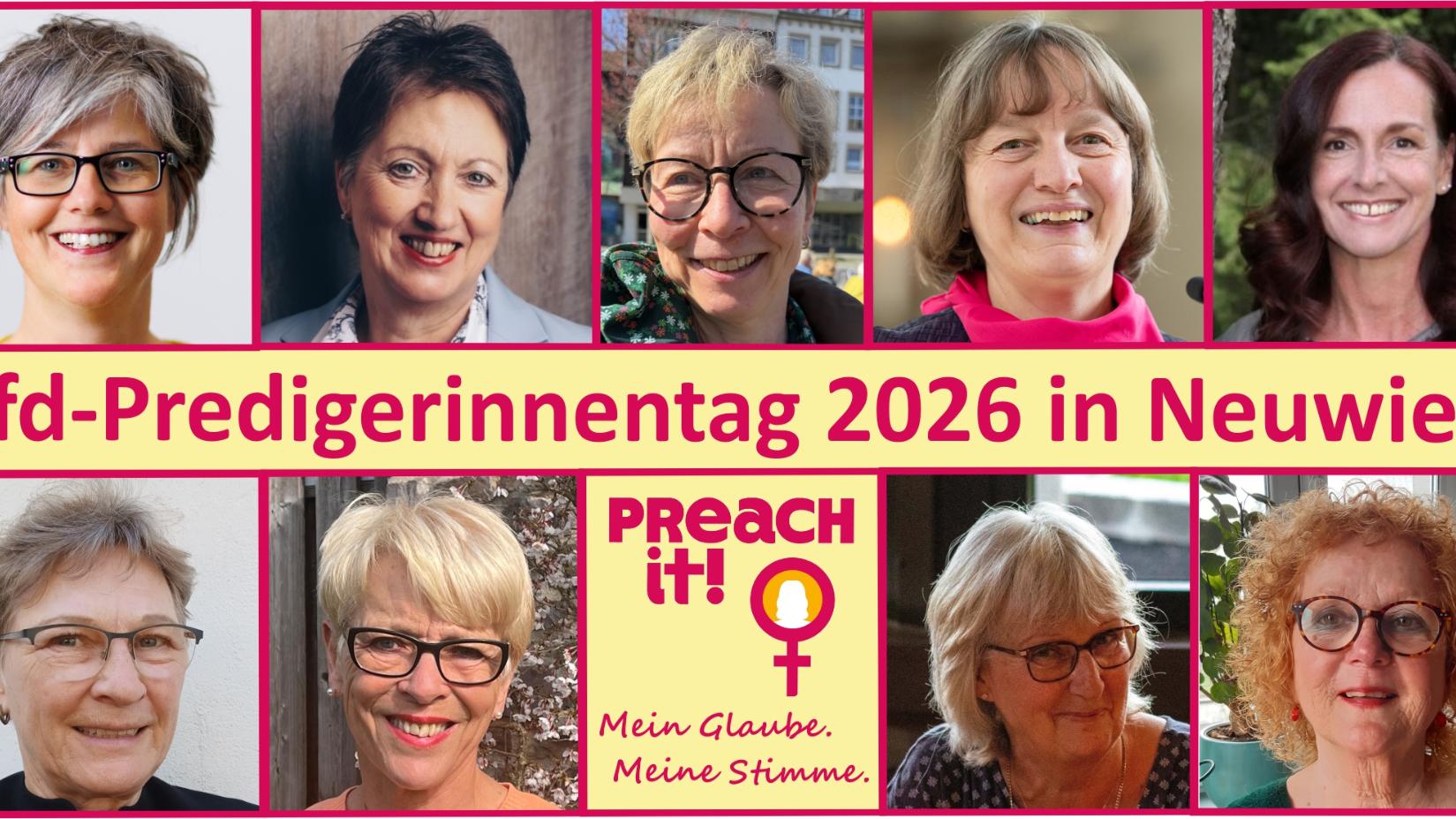 Predigerinnentag 2026: Kollage der Portraits der neun beteiligten Frauen