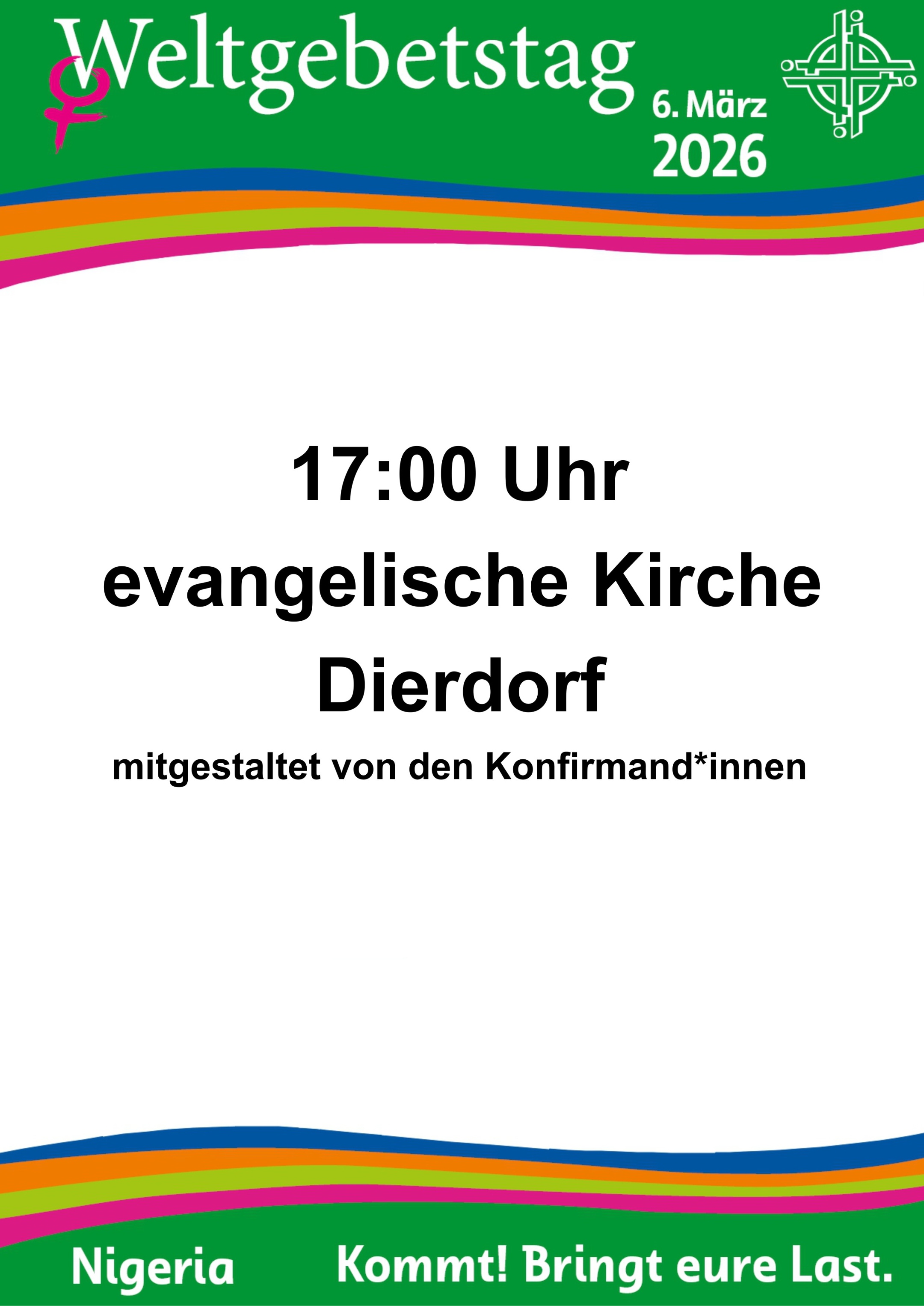 Plakat zum Weltgebetstag 2026 in Dierdorf